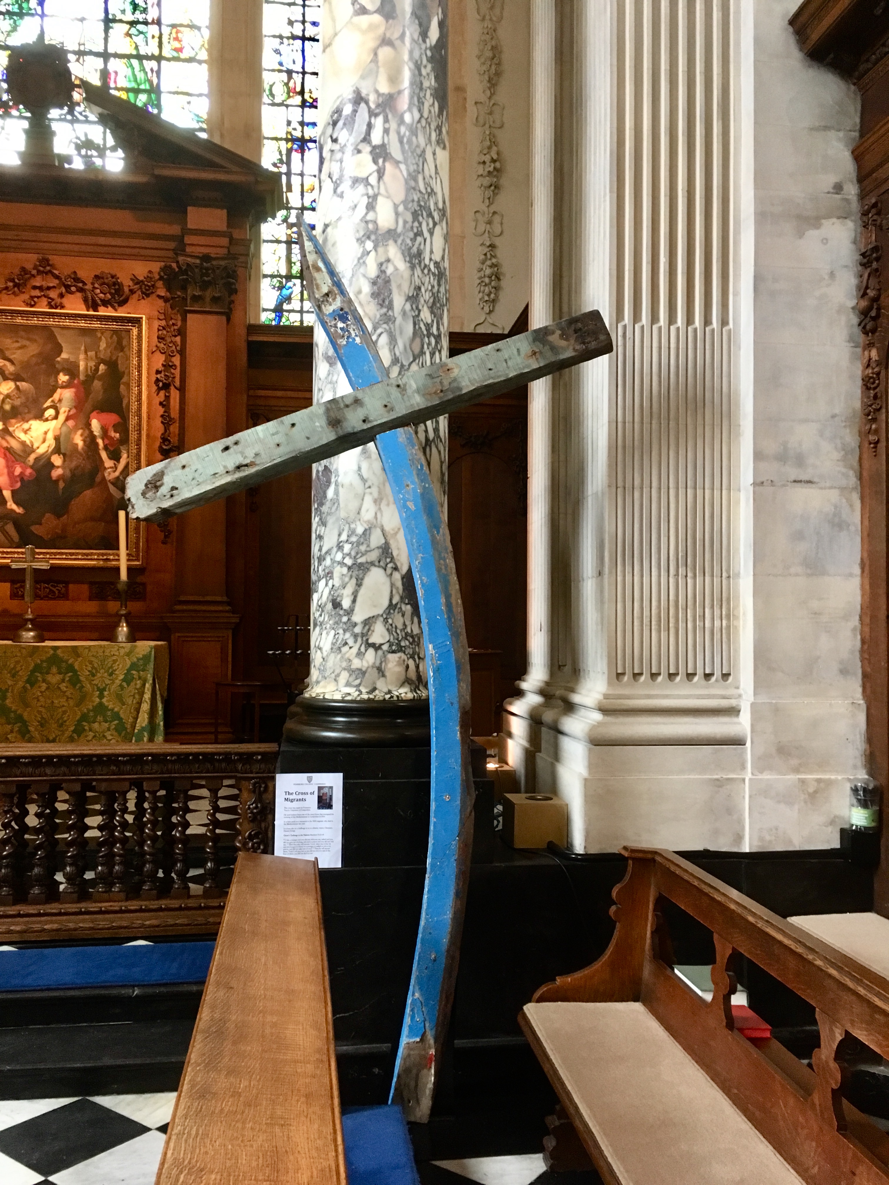 The Cross of Migrants as seen in a Cambridge Church